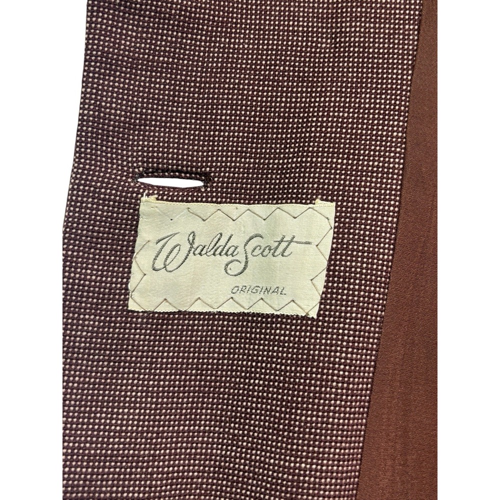vtg 1940s Womens Small 6 Brown Birdseye Tweed Peplum Tailored Jacket Blazer - Picture 13 of 14